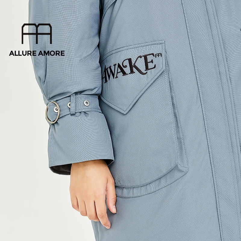 Allure Amore, зимняя женская куртка, средней длины, уплотненная, теплая, с хлопковой подкладкой, пуховик, пальто, меховой воротник, куртка с капюшоном для девочки