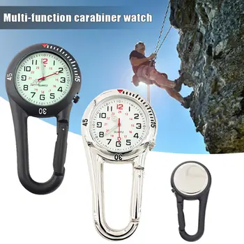 

Carabiner Fluorescent Dial Safety Buckle Rock Climbing Backpack Buckle Belt Clip-on Quartz Watch Night Light Alloy Fob Watch