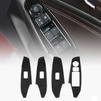 

4pcs Window Panel cover Car Carbon fiber Lift Control Trim For Mazda 3 Axela 2014 2017 2018
