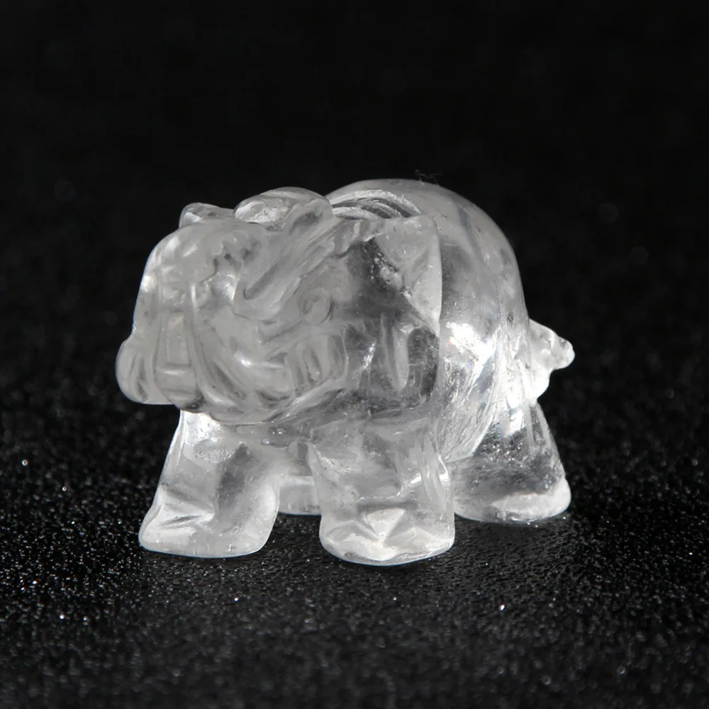 Opal Opalite Tiger eye Elephant Natural stone carved 1.5inch Figurine Chakra Bead Healing Crystal Reiki Feng Shui Free Pouch