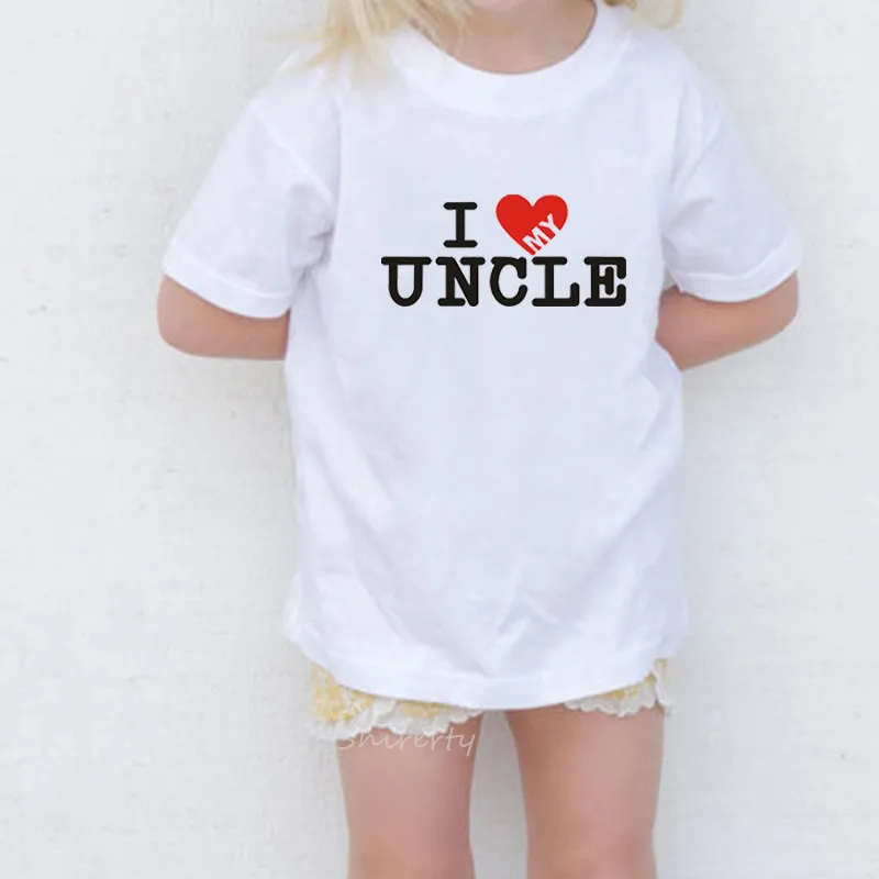 Футболка для малышей с надписью «I Love My Uncle» летняя детская одежда с короткими рукавами детские хлопковые футболки унисекс, топы, одежда для малышей От 1 до 10 лет