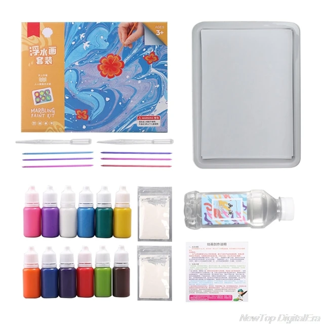 LAN Peinture D'Art De L'Eau Peinture Marbrée À L'Eau Coordination Il-Main  Couleurs Vives Kit Bricolage Consommable 12 Couleurs