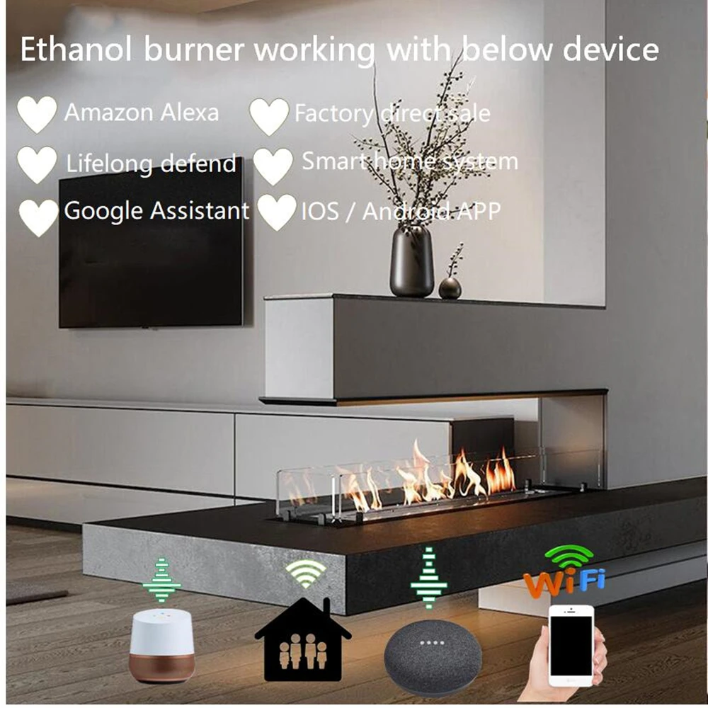 48 Inch Automatic Smart Burner Ethanol Kamin Electric Bioethanol Insert