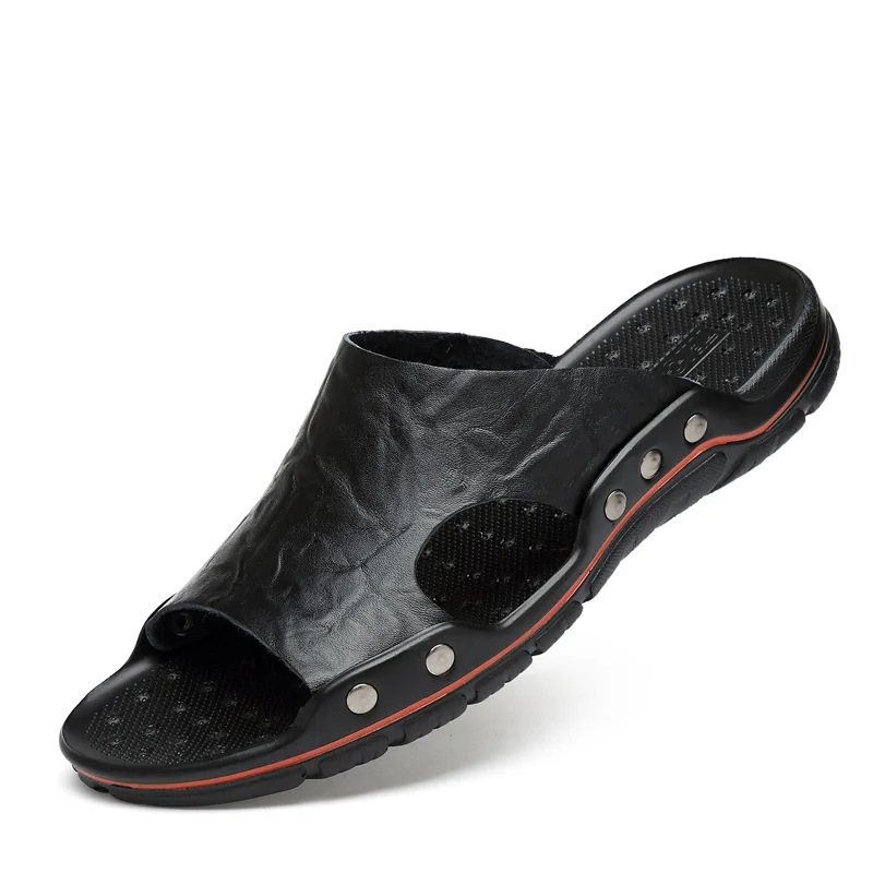 

Extra Large 45 Leather Slippers Men's 46 Summer 47 Extra-large No. 48 Beach Sandals Men's Widened Plus-sized Sandals