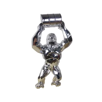 

Height 62CM Lifting Oil Drum Geometry Gorilla Fiberglass Sculpture Simulation Monkey Living Room Entryway Decoration X3313