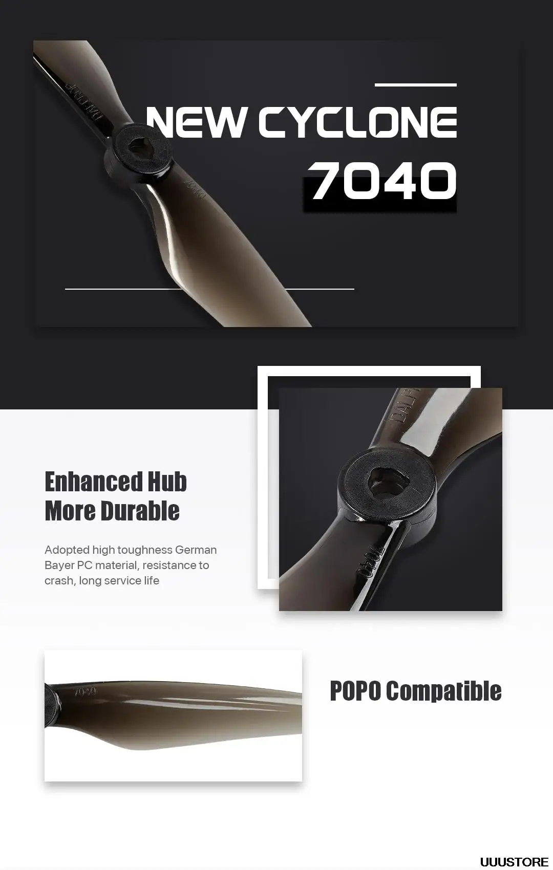 4PCS DALPROP NEW CYCLONE 7040 7X4 2-Blade Pure PC Propeller for RC FPV Racing Freestyle 7inch Long Range LR7 Replacement Part 5