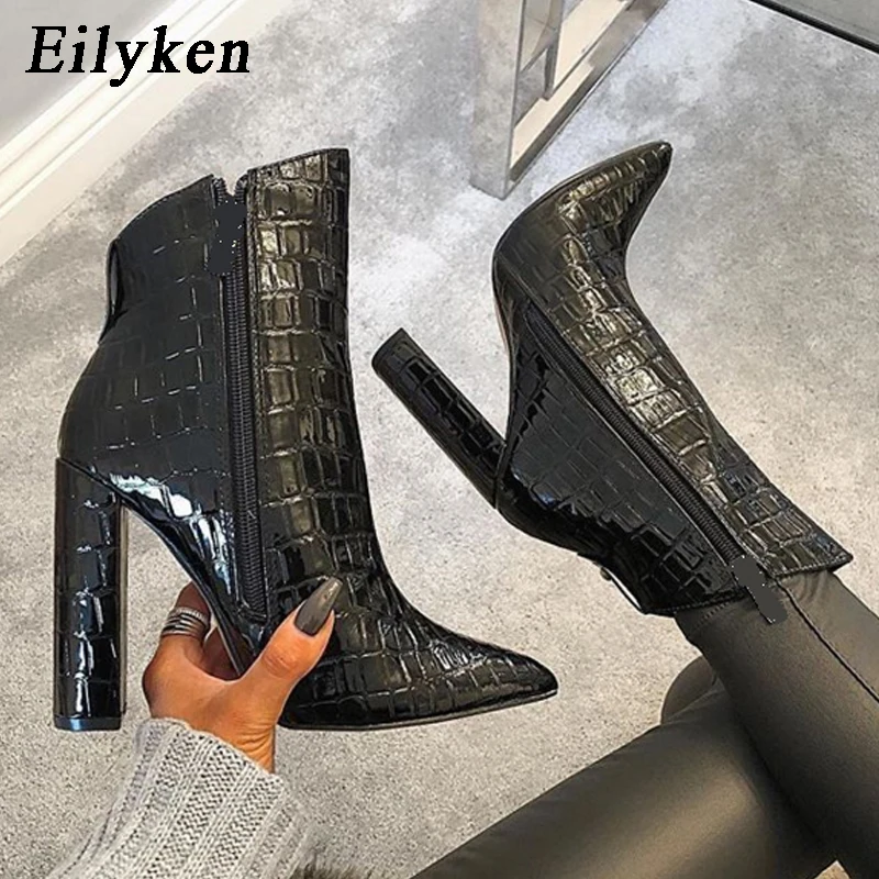 Eilyken/женские ботинки; модные пикантные ботильоны для женщин; женские ботинки с острым носком на высоком каблуке; сезон осень-зима; женские ботинки на высоком каблуке
