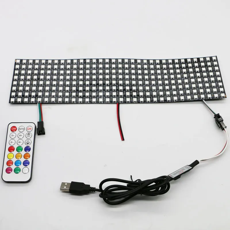 DC5V WS2812B 5050 RGB Individually Addressable Panel Digital Flexible Screen Kit 8x8 16x16 8x32 256 Pixels 21Key USB Controller led modules led module