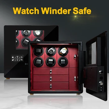 Intelligent safe box Watch winder 6 and Jewelry storage with Explosion-proof glass window Theftproof strongbox safety