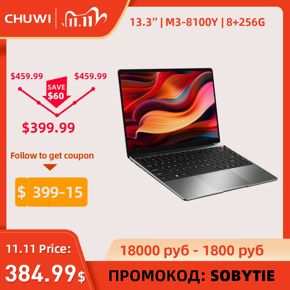 CHUWI AeroBook Pro 13.3" 1920*1080 IPS Screen Intel Core m3 8100Y 8GB RAM 256GB SSD Windows 10 Slim Laptop with Backlit Keyboard|Laptops| - AliExpress