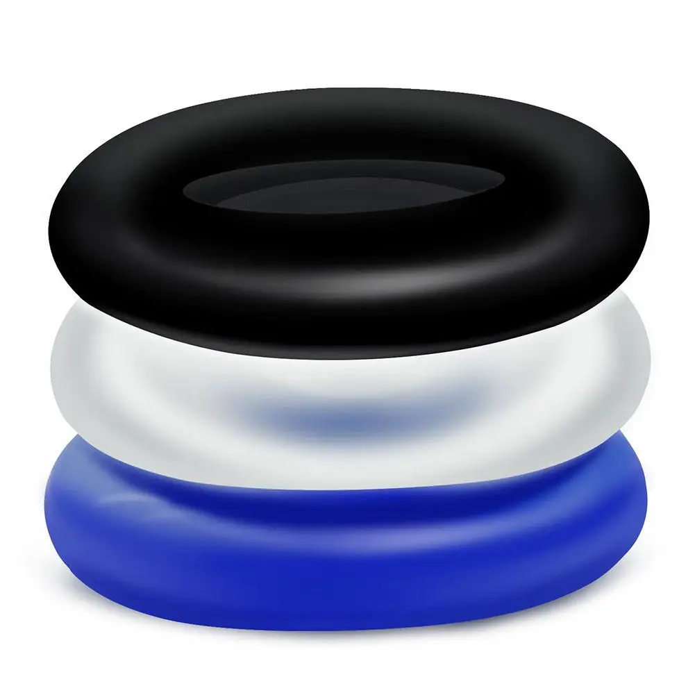 Movconly Soft Stretchy Donut Cock Rings Waterproof Silicone Ring Relax 3 Seamless Same Size Different Color Toys
