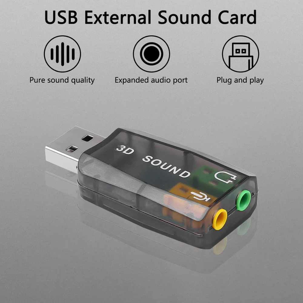 Mini External 3d Usb Sound Card 5.1 Audio Card Adapter 3.5mm Speaker Microphone Earphone Interface For Laptop Pc - Sound Cards - AliExpress