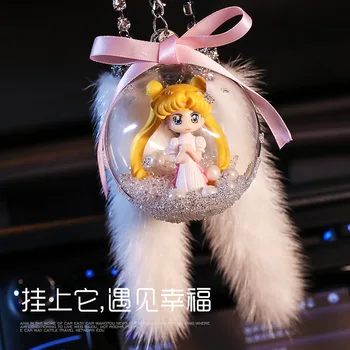

Lovely Crystal Girl Fashion Pendant Cute Crystal Girl Figurines Car Hanging Decor Ornament Hanging Dangle Charm Car Styling