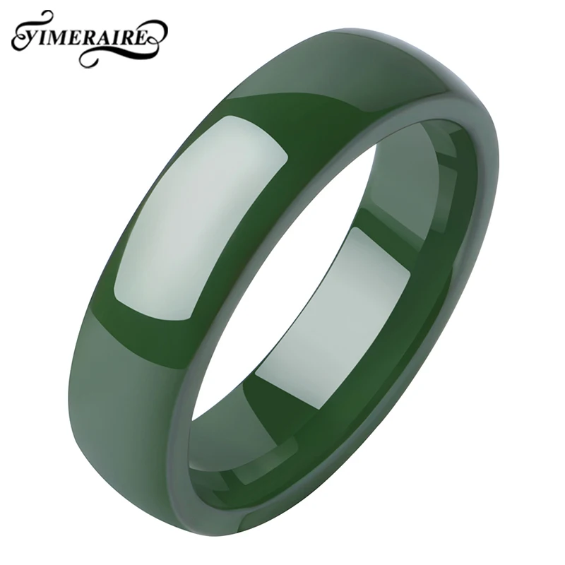 New Wide 6mm Beautiful Smooth Ceramic Woman Ring High Quality Healthy Green Wholesale Jewelry For Girl Party Wedding Gift | Украшения и
