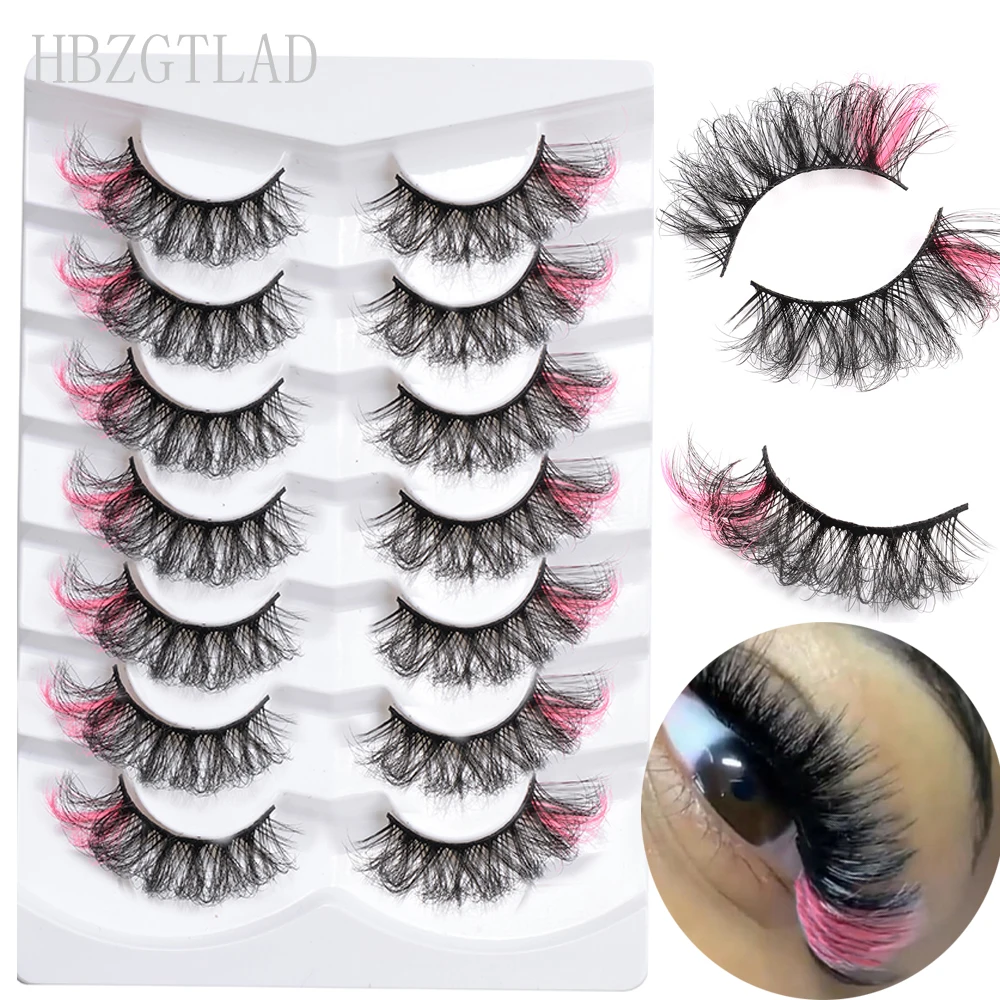 NEW Pink White Blue Red mix color 20mm/25mm Ombre Colored False Color Eyelash Mink 3D Fake Lashes Natural Long Fluffy | Красота и
