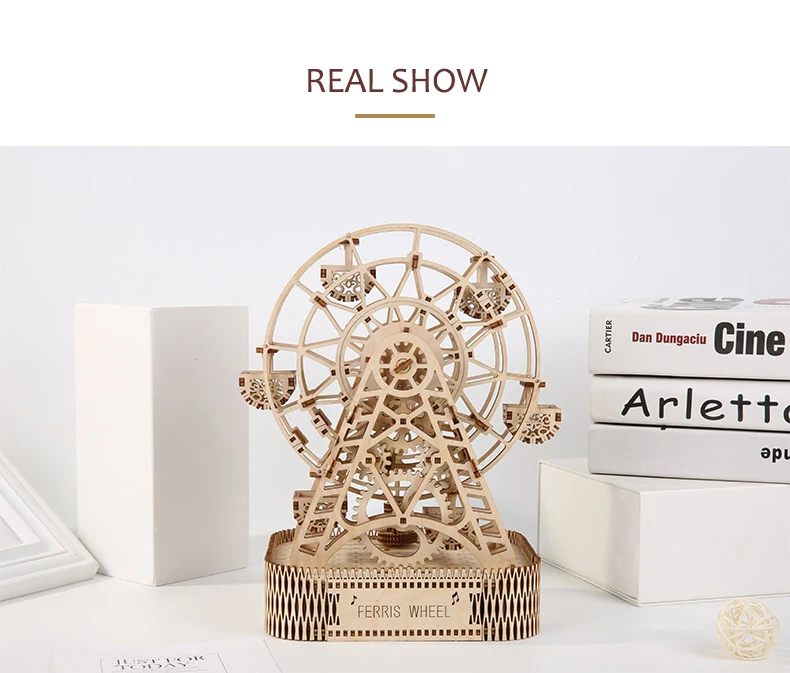 Деревянная музыка колесо обозрения 3D головоломка DIY механический привод модель набор конструктор фигурка декомпрессия взрослые игрушки Детский подарок