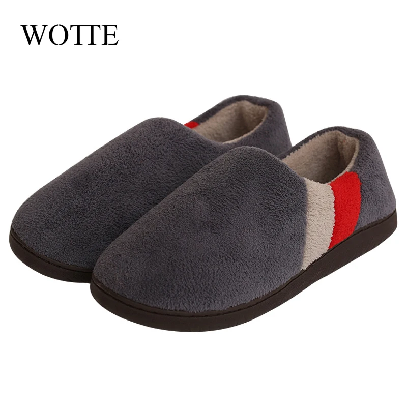 

Men Slippers Home Memory foam Winter Short Plush Indoor Slippers Male Comfy Flock Non-slip House Shoes For Men Big size 4748