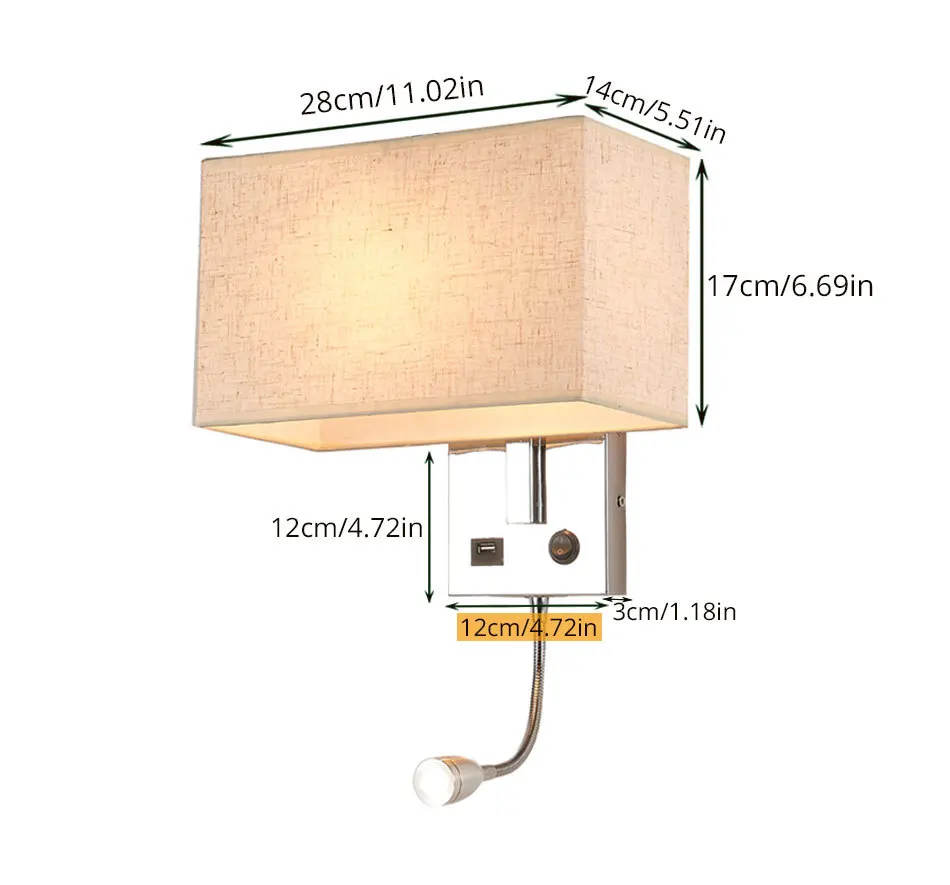 LED Wall Light USB Switch Sconce Bedroom Indoor Lighting Fixtures Up Wall Mounted E27 Bulb Hotel Cube Modern Loft Decor Lamp (6)