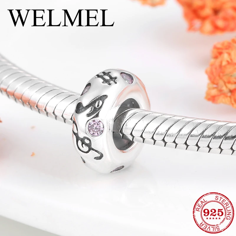 

High Quality 925 Sterling Silver Music note pattern Stopper spacer Beads fit Pandora Bracelets Bangles DIY Jewelry Making