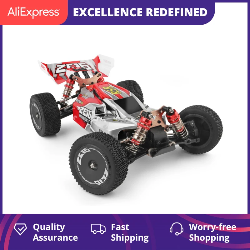 WLtoys-coche de carreras teledirigido 144001, 2,4G, 60 km/h, chasis de Metal, 4wd, coche eléctrico de fórmula, Control remoto, juguetes para niños