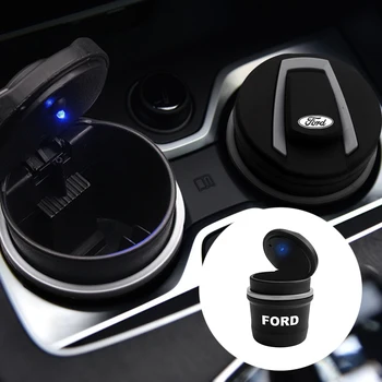 

Car Ashtray LED Light Smokeless Auto Ashtray Flame Retardant Cigarette Holder Box For Ford Fiesta EcoSport Escort focus 1 2 3 mk