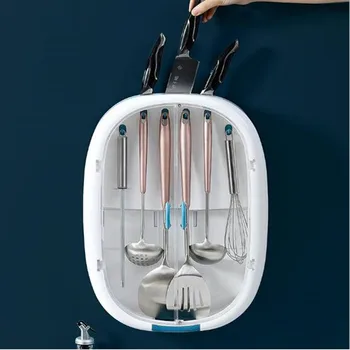 

Multi-functional Kitchen Rack Storage Wall-mounted Knife Scissors Holder Shelf Spatula Spoon Turner Laddle Rack For Kitchen Tool