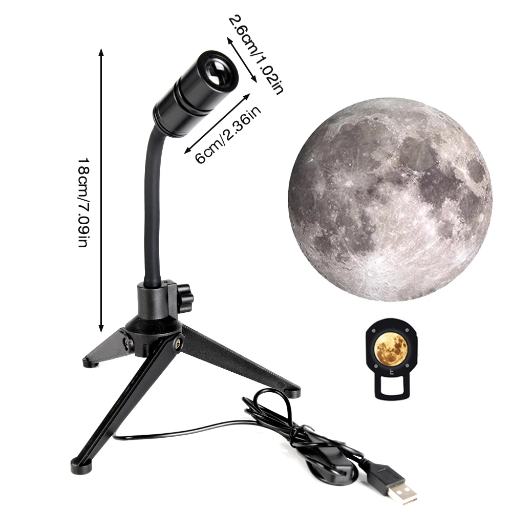 Earth Moon Projection Lamp 2 in 1 Projector Earth Moon Lamp 360° Rotatable Bracket USB Led Night Light Desk Bedroom Decoration decorative night lights Night Lights