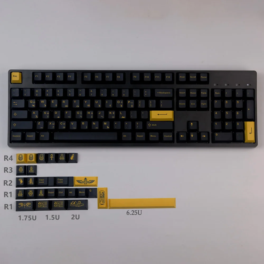 Gmk-昇華型メカニカルキーボード,131キー,軍服,黒と黄色,DMX