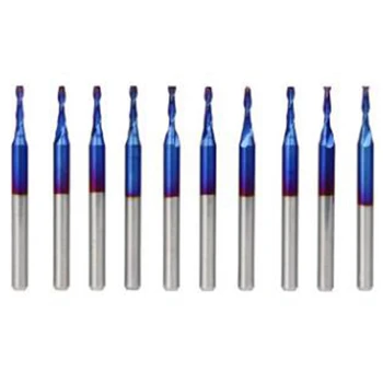 

10Pcs 3.175Mm Shank Blue Coated Spiral Flat End Mills Two Flute Cnc Milling Cutter 3.175 Mm Cnc Router Bits