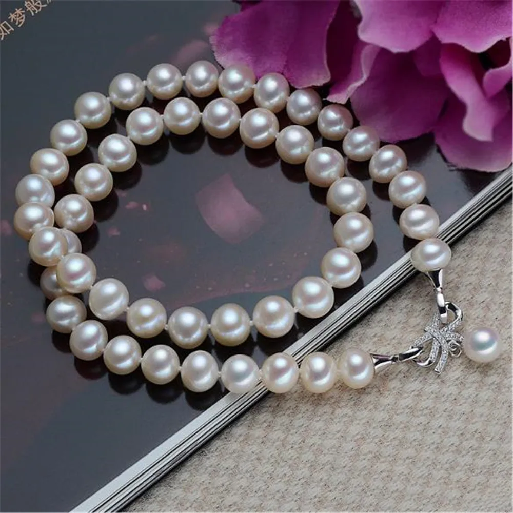 YKNRBPH женские S925 серебро натуральный жемчуг ожерелье Классический Стиль Свадебные ювелирные изделия цепи