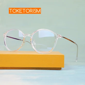 

Toketorism Transparent round glasses woman man anti blue computer eyeglasses lightweight tr90 frame