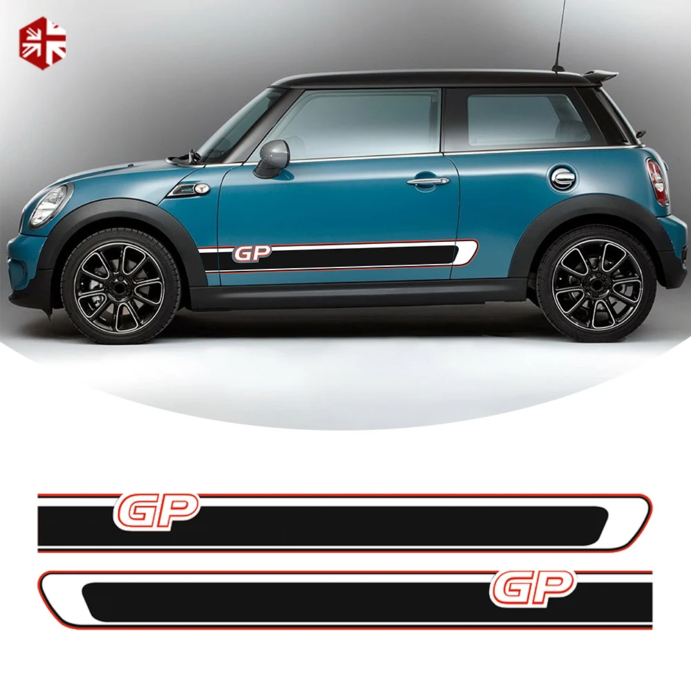 2 Pcs Car Door Side Stripes Stickers MINI GP Styling Body Decal For MINI Cooper S R56 JCW One Exterior Accessories