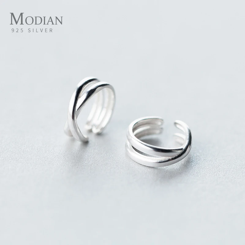 

Modian Classic Prevent Allergy Line Simple Charm Clip Earrings For Women 100% 925 Sterling Silver Fashion Jewelry Accessories
