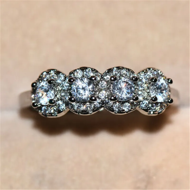 Новая мода Цветок из циркона кольца для женщин драгоценное серебряное кольцо цветок женский обручальное кольцо женские обручальные кольца Femme подарок