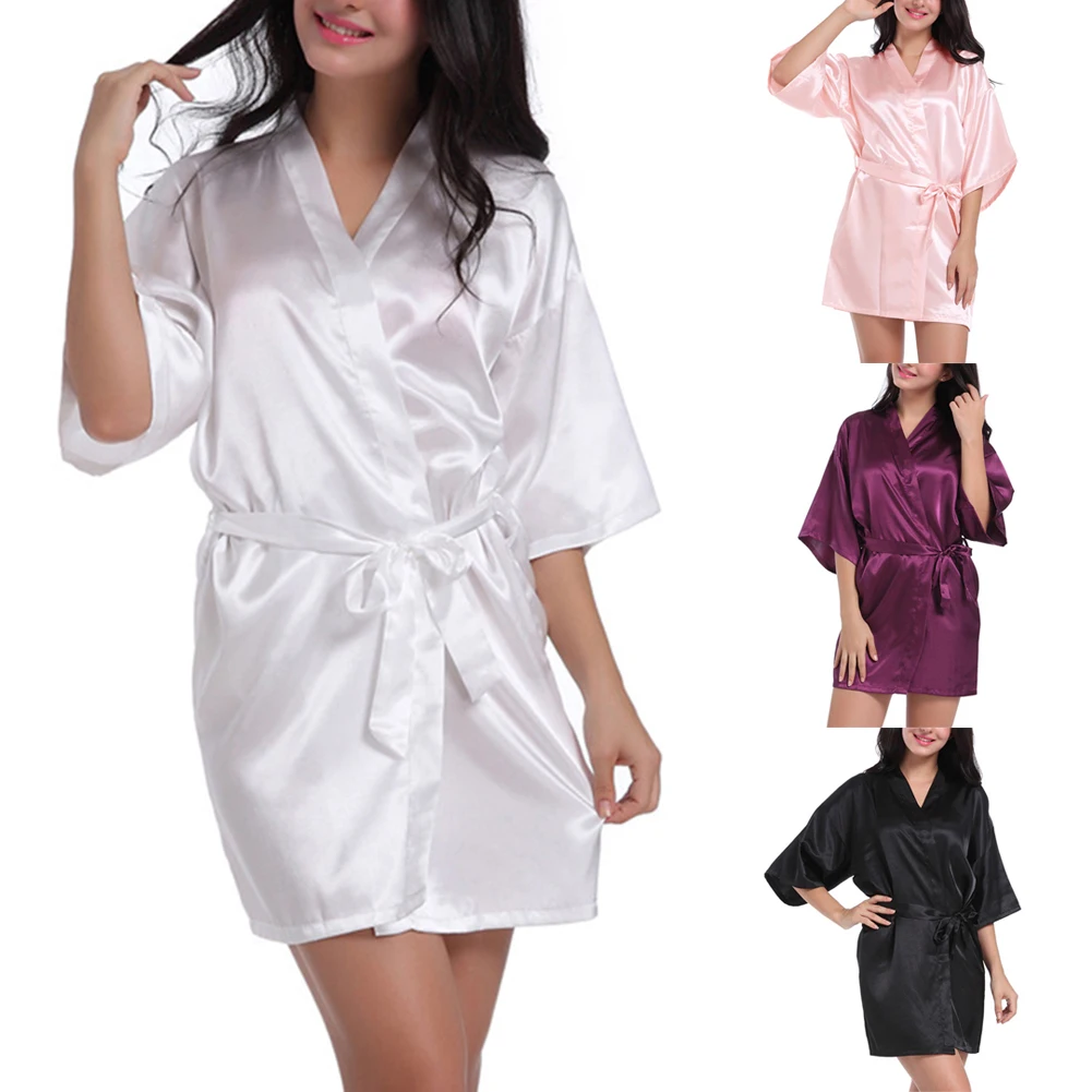 Халат кимоно Женский шелковый халаты для подружки невесты пикантный атласный