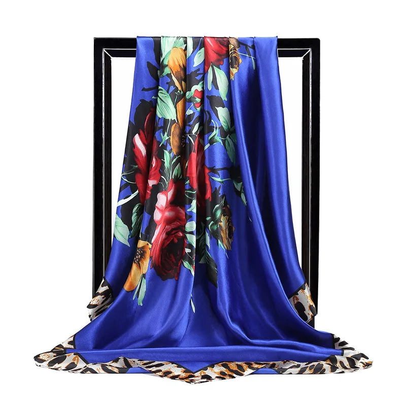 Женский шелковый шарф с масляным цветочным принтом 90x90 см|silk scarf|silk scarf womenprint silk |