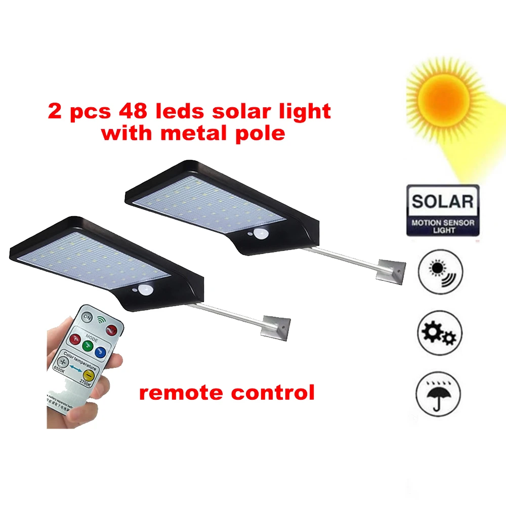 

2/4pcs 48 LEDs Solar Panel PIR Motion Sensor Waterproof Lamp 3 Modes for Garden Yard Outdoor & Indoor Emergency Night light secu