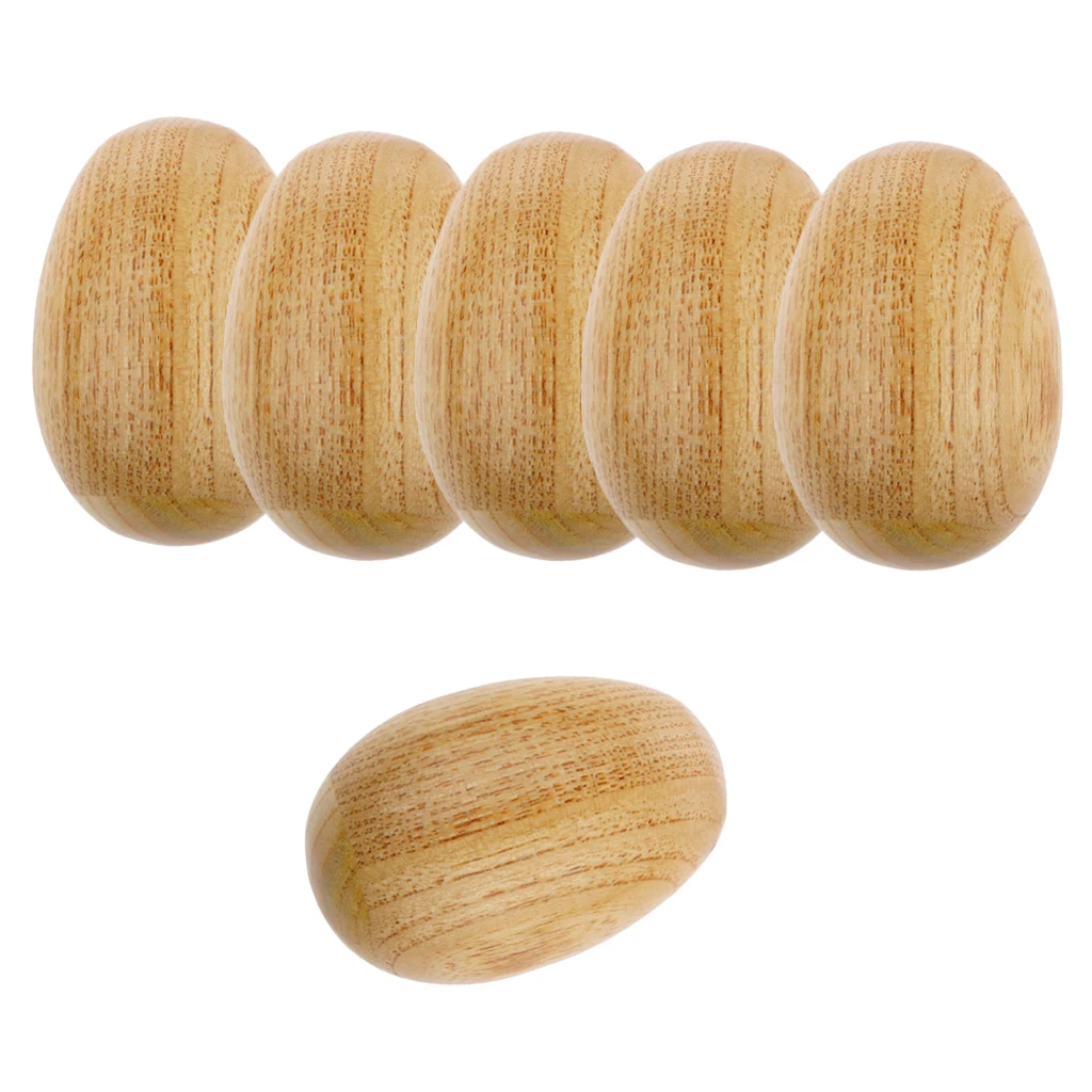 

6 Pieces Polished Wooden Egg Shaker Percussion Instrument for Children Baby Toddler Rattle Toys