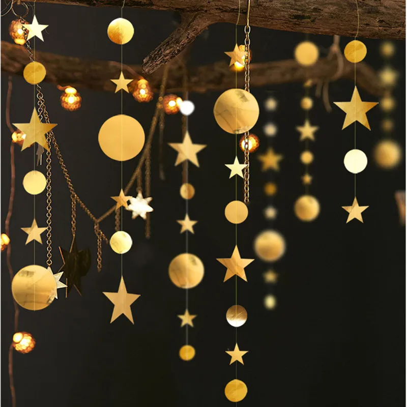 Новогодний декор 4 м круглая звезда снежинка из бумаги Гирлянда подвеска Noel украшения Рождественские украшения для дома Navidad
