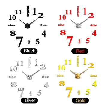 

3D Wall Clock Mirror Wall Stickers Removable Creativity Silent Non-Ticking DIY Art Decal Wall Clocks Home Decor Living Room