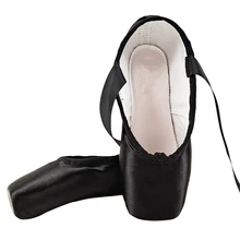 New Pointe Satin Upper With Ribbon Girls Women's Pink Professional Ballet Shoes Dancing Shoes With Toe Pads