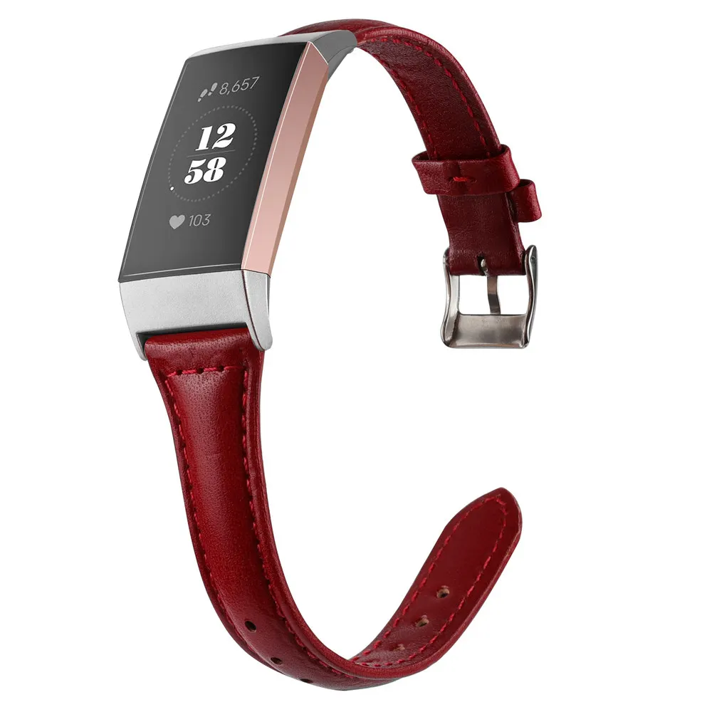 F3C4SPTreeRed Toyouths замена ремешок для Fitbit Charge 3 полосы тонкие кожаные ремни Группа Смарт-часы для фитнеса для Fitbit заряд 3 - Цвет ремешка: F3C4SPTreeRed