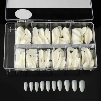 

500Pcs 1 Box White Clear Half Cover False Nails Tips Natural Transparent Acrylic False Nails Tips Manicure Gel Tools