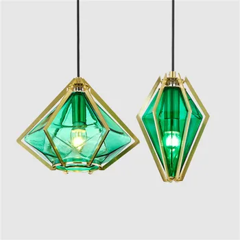 

Nordic Restaurant Single Head Chandelier Window Bar Table Store Personality Glass Color Light Loft Diamond Decoration Chandelier