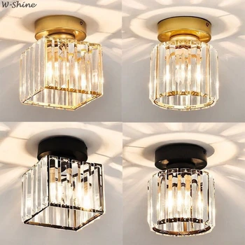 

Crystal Ceiling Lighting Small Modern Fixture Black Gold Round Square Ceiling Lamp E27 Blub for Entrance Hall Corridor Bedroom