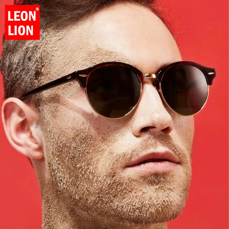 LeonLion 2021 круглые солнцезащитные очки мужские из сплава для мужчин/женщин