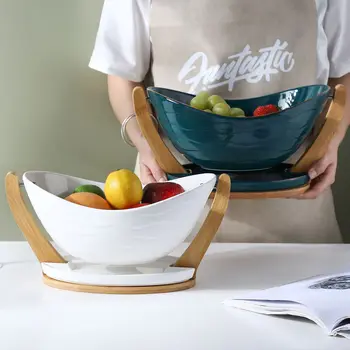 

Ceramic Fruit Plate Creative Personality Fashion Modern Living Room Nordic Simple Modern Leaching Basket