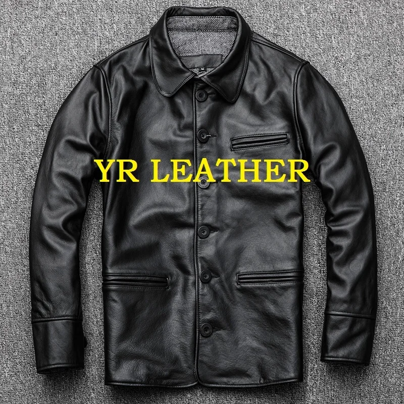 

2020 Free shipping.Wholesales.Brand New casual style leather jacket men.cowhide coat for man.quality slim classic brakeman