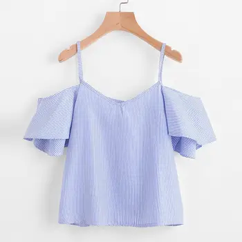 

Women Fashion Casual Cold Shoulder Short Casual, Party Sleeve Pullover Printed Loose Shoulder, Blouse Summer