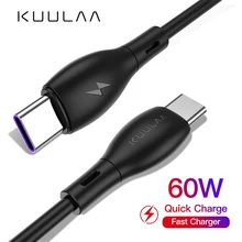 KUULAA USB Type C USB C Liquide Silicone Câble Pour Samsung S10 Type-c 60W PD Rapide QC4.0 USB-C Câble Pour MacBook IPad P Câbles